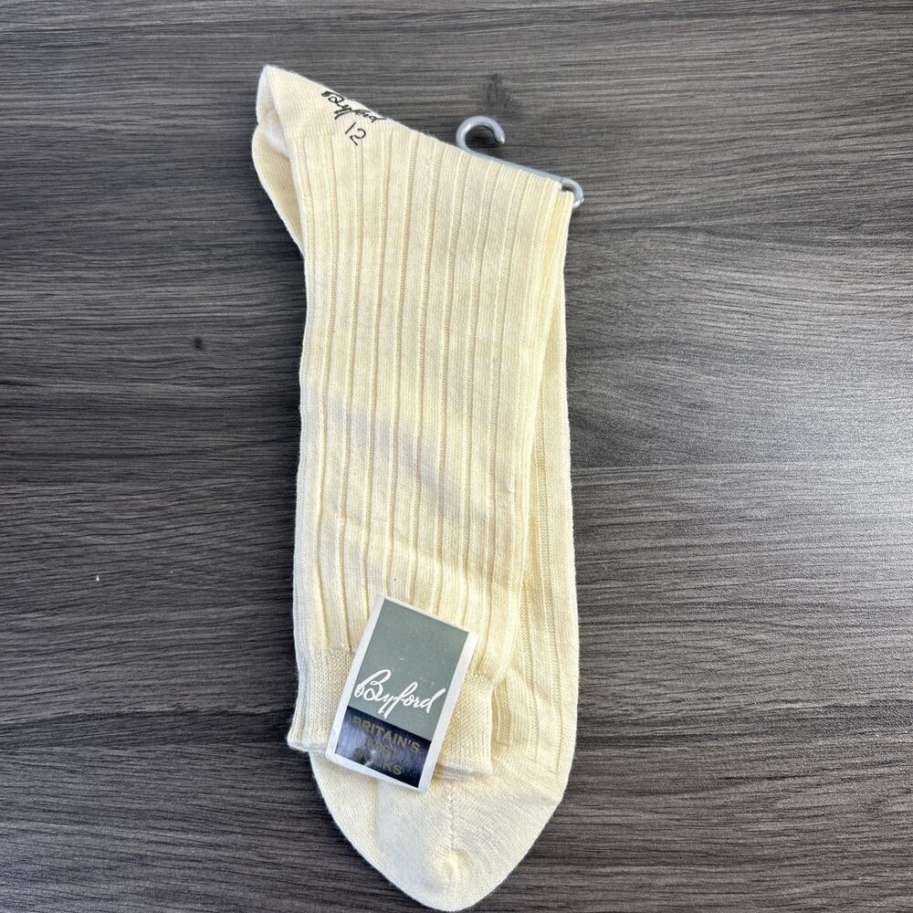 Vintage Byford Super 98 Wool Socks Size 12 95% Wool Made England Beige NOS